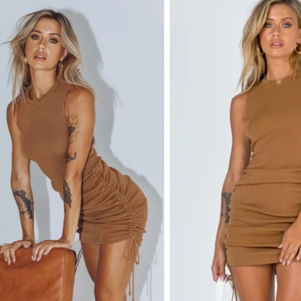 Lioness Brown Ruched Dress